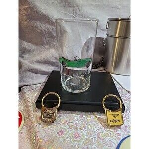 Vintage Mobil Oil Gas Pegasus Jaguar XK 150 Advertising Drinking Glass